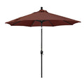 California Umbrella 9' Round Aluminum Market Umbrella, Crank Lift, Push Button Tilt, Black Pole, Terrace Adobe Olefin - color: Terrace Adobe