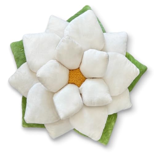 Green Philosophy Co. Poinsettia Pillow – Large Soft 3D Flower Throw Pillow, Marshmallow White Decorative Pillow for Couch & Bed, Cute Premium Gift for Plant Lovers, Star-Shaped - color: Marshmallow White