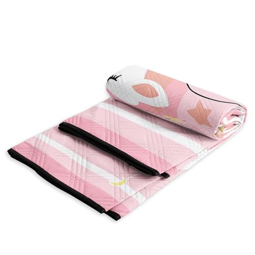 Outdoor Picnic Blanket,Portable Sandproof Waterproof Picnic Mat,Pink Unicorns Printed Camping Beach Mat for Sand and Wet Grass Hiking (Pink Unicorns L) - color: Pink Unicorns, size: Extra Long - 78"x78"
