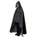 Large Outdoor Waterproof Blanket Extra Thick Fleece Stadium Blanket for Camping, Car, Pet, Picnics - Windproof, Wearable, Machine Washable 80" x 58" (Black Gray,Hooded) - color: Hooded-black Gray