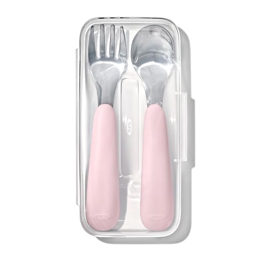 OXO Tot On-The-Go Fork and Spoon Set - Blossom - color: Blossom