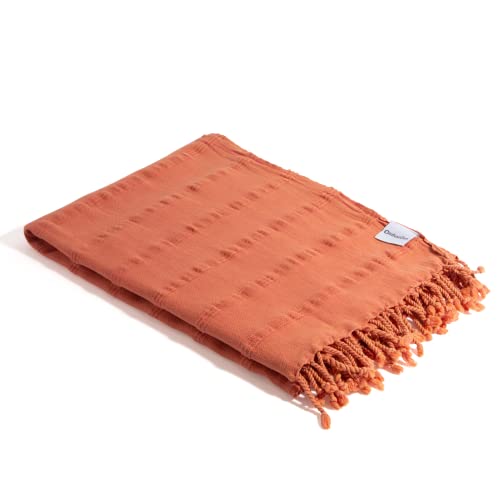 InfuseZen Stonewashed Turkish Bath & Beach Towel –100% Organic Turkish Cotton - Soft, Lightweight, Absorbent - Quick Dry, Sand Free - Swim, Pool, Shower, Travel - Peshtemal, Hammam Spa Towel - Orange - color: Orange