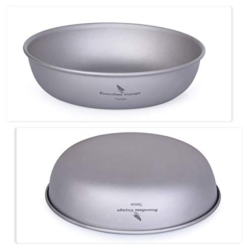 iBasingo Titanium Pan Dish Plate with Carry Mesh Bag Ultralight for Outdoor Camping Tableware Cookware Mess Kit A-Ti1101T - color: S-Ti1101T