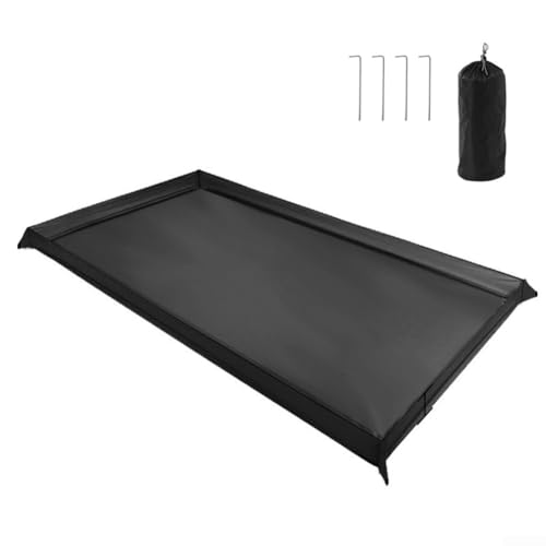 Camping Tent Footprint Bathtub Floor Cloth 210D Oxford Waterproof 4000mm Ground Sheet with Pegs and Storage Bag for Hiking Picnic Beach Outdoor Use, Black(200x120cm) - color: 200x120cm