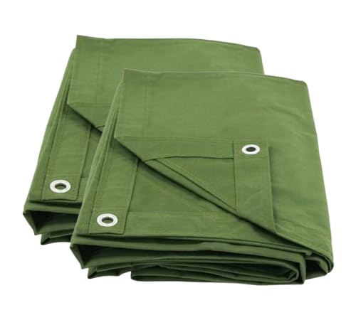 Mytee Products (2 Pack) 6' x 8' Green Canvas Tarp 12oz Heavy Duty Water Resistant - color: Green (2 Pcs), size: 6' x 8'
