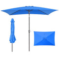 HASLE OUTFITTERS Rectangular Patio Umbrella, 6.5 x 10 ft Rectangle Table Umbrellas w/Heavy Duty Ribs, Effortless Crank and Push Button Tilt, Wind Resistant Sun Umbrella for Outdoor Patio, Blue - color: Blue