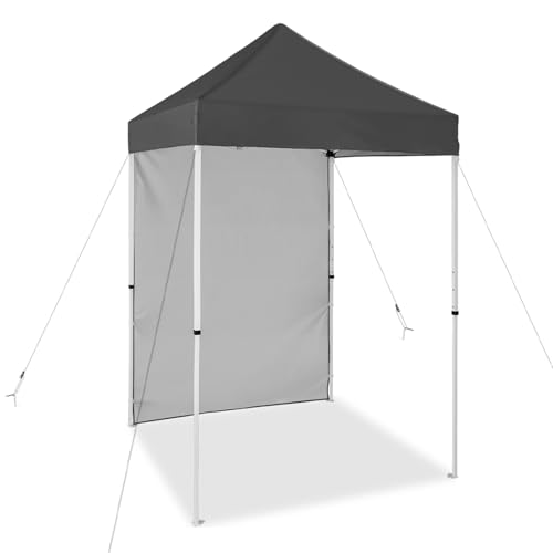 EAGLE PEAK Pop up Canopy 5x5, Outdoor Portable Canopy Tent with One Removable Sunwall, Carry Bag Included, Gray - color: Gray
