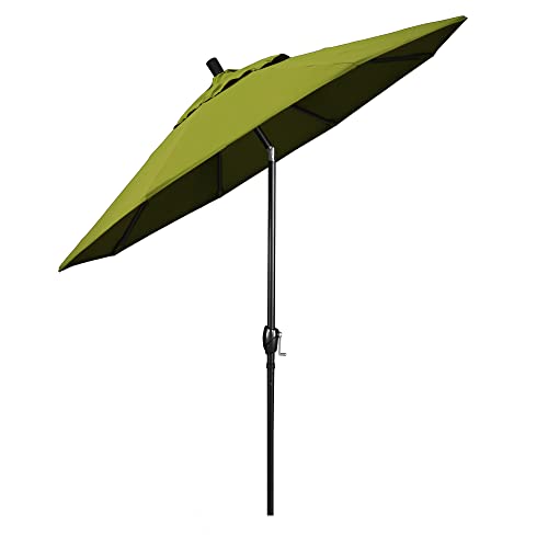 California Umbrella 9' Round Aluminum Market Umbrella, Crank Lift, Push Button Tilt, Black Pole, Kiwi Olefin - color: Kiwi