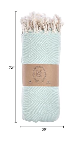 Personalized embroidered Beach Towel | Throw Blanket, Easy Carry, Sand Free, Highly Absorbent, Quick Dry, Turkish Towels for Camping Bath Sauna Beach Gym Pool Yoga SPA by Lahammam, Mediterranean, Aqua - color: Aqua, size: Mediterranean