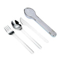 Travel Cutlery Set with Case Portable Silverware Utensils Set,ABS cutlery box, spoon and forkReusable Flatware Set Cutlery Set for Camping Picnic Hiking Office (grey), BXCJ01, Gray - color: Gray