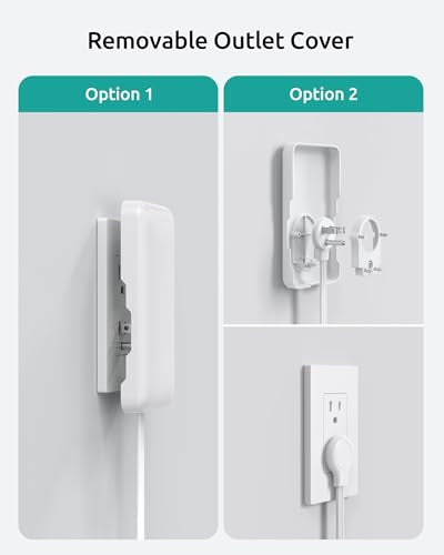 NUTICT Outlet Cover Extension Cord Long 10ft, 3 Outlets Indoor Flat Extension Cord & Ultra-Thin Flat Wall Plug, 900J Surge Protector, 13A/1625W, ETL Listed, Behind Bed Couch Dresser Furniture, White - color: White, size: 10ft(3 Prong Plug), style: for Sta