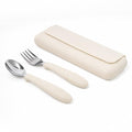 ASOMIC Premium 316 Stainless Steel Toddler Utensils with Silicone Handles & Travel Case, Kids Spoon & Fork Set for Toddler Self Feeding at Daycare, Preschool & School, BPA-Free, Dishwasher Safe - color: Ivory