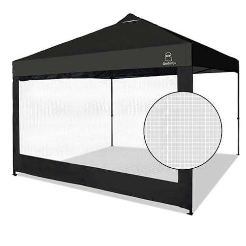 Mesh Sidewall for 10x10 Pop Up Canopy - Straight Leg, Commercial Grade Black Mesh Walls with Windows, 1 Pack Canopy Sidewall Only - color: Black-Window