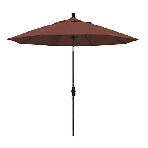 California Umbrella 9' Round Aluminum Market Umbrella, Crank Lift, Collar Tilt, Bronze Pole, Terracotta Olefin - color: Terracotta