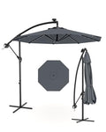Jojoka 10FT Cantilever Patio Umbrella with Solar LED Lights - Offset Outdoor Umbrella - Easy Lift & Tilt - UV Protection - Fade Resistant - Ideal for Deck, Pool, Garden - color: Grey