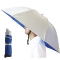 Umbrella Hat, 37 inch Fishing Umbrella Hat Hands Free Foldable UV Protection Umbrella Cap Adjustable Headwear for Fishing Golf Camping Beach Gardening Sunshade Outdoor - color: Silver-Blue(2pcs)
