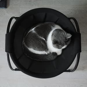JUNSPOW Cat Bed Dedicated Replacement Net Cover Soft Durable Breathability (Black) - color: Black, size: 16.9"l X 16.9"w (Cloth Cover Replacement)
