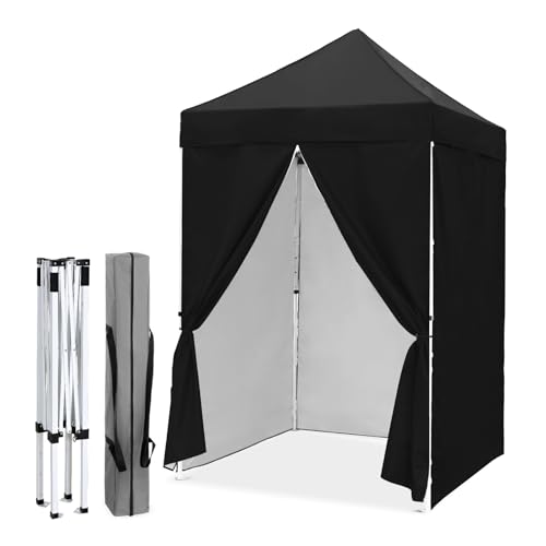EAGLE PEAK 5x5 Instant Canopy with 4-Side Wall Panels, Small Pop up Portable Canopy Tent with Carry Bag, Light Weight Sun Shelter for Sports, Camping and Beach, Black - color: Black