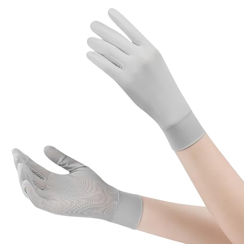 Lightweight Summer Fingerless Gloves Men Women UV Sun Protection Driving Cotton Gloves Nonslip Touchscreen Mittens - color: Icesilk-gray