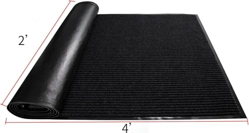 TANYOYO 2' X 4' Ft Commercial Grade Door Mat, Heavy Duty Indoor Outdoor Carpet Runner, Non-Slip Vinyl Backed Utility Doormat for Mudroom, Garage, Courtyard & High Traffic Areas, Black - color: Black, size: 2' x 4' (Rectangular)
