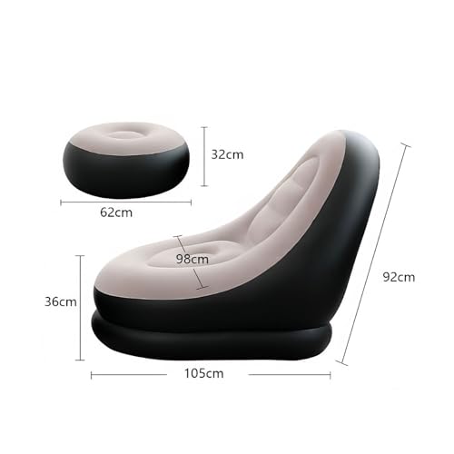 AIZYR Inflatable Sofa with Air Pump, Blow Up Lounger Chair Inflatable Patio Lounge Chairs Portable Couch for Rooms, Camping Picnic Beach,Grey - color: Grey