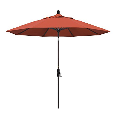 California Umbrella 9' Round Aluminum Patio Umbrella, Crank Lift, Collar Tilt, Bronze Pole, Sunset Olefin - color: Sunset