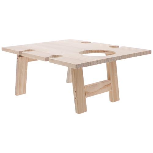 Portable Foldable Outdoor Picnic Table Wooden Square Wine Serving Desk 30x24 Inch Mini Table for Lawn Beach Camping