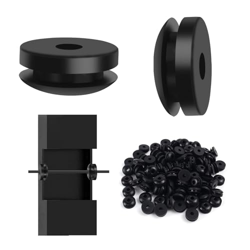 100Pack Black Rubber Grommets Level Stairs Angle Protector Sleeves, Cable Railing Kits for 25-35 Degree Metal Post, 1/8" 5/32" 3/16" Stainless Steel Black Cable Rubber Grommets