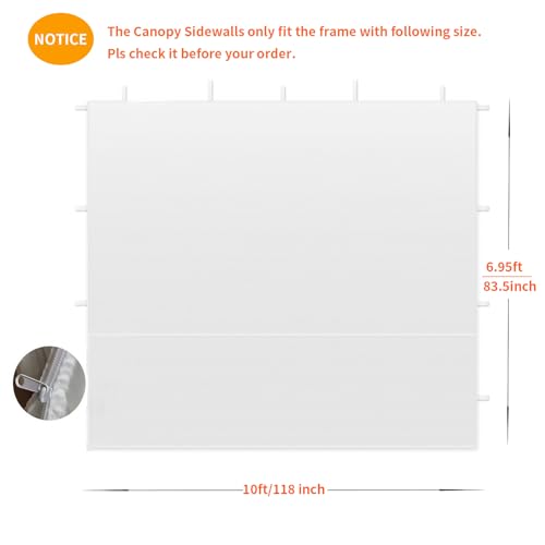 Canopy Tent Sidewalls for 10x10, 10x20' Canopy Frame, 3Pack SunWalls Only,White, (Canopy Tent NOT Included)