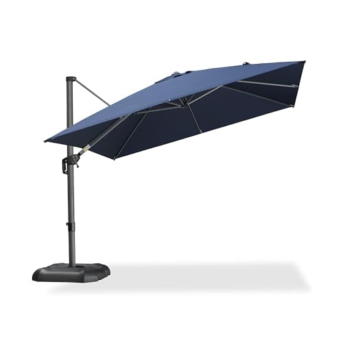PURPLE LEAF 10 Feet Patio Umbrella Outdoor Cantilever Square Umbrella Aluminum Offset Umbrella with 360-degree Rotation for Garden Deck Pool Patio, Navy Blue - color: Navy Blue, size: 10' X 10', style: Standard