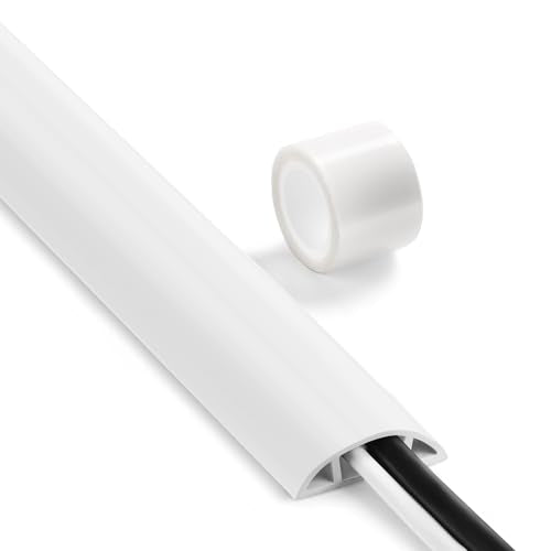 Floor Cable Cover 3ft White, LZEOY Cord Covers for Wires on Floor, Cord Hider Floor Cable Management, Extension Cord Floor Cover Low Profile, Floor Cord Cover for Office/Carpet/Floor - color: White, size: Small-3ft