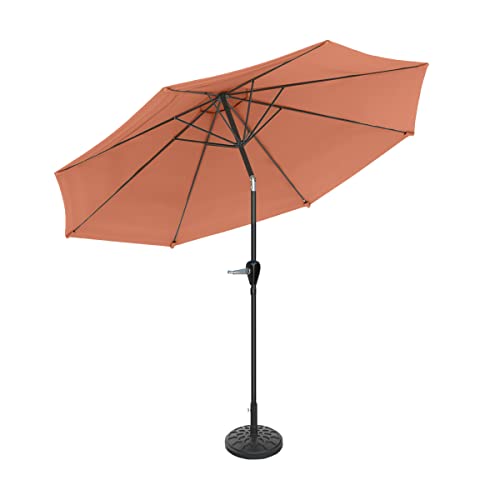 Pure Garden Patio Umbrella with Auto Tilt - 10ft Easy Crank Sun Shade with 19lb Weighted Base for Deck, Outdoor Furniture, or Pool (Terracotta)
