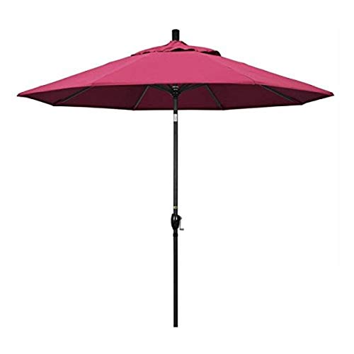California Umbrella 9' Rd Pacific Trail Series Aluminum Patio Umbrella, Crank Lift, Push Button Tilt, Black Finish, Sunbrella Hot Pink Fabric - color: Hot Pink