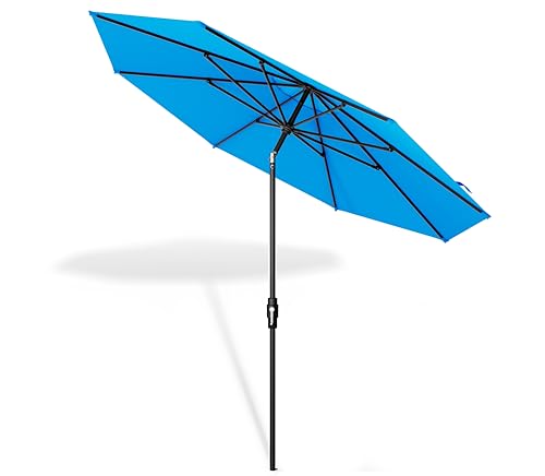Midtown Umbrellas – The Swilt 8 Ft Patio Umbrellas with 360° Swivel & Tilt Mechanism, 8 Fiberglass Ribs & Terylast Polyester Fabric for Backyard, Deck, Pool & Cafes - Cobalt Canopy, Black Pole - color: Terylast Cobalt, size: 8 Feet