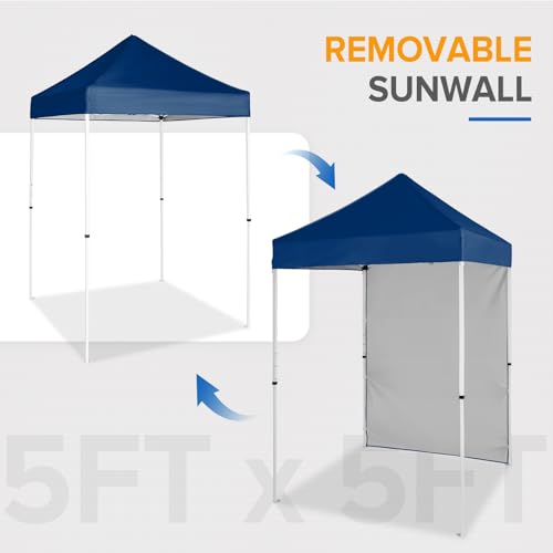 EAGLE PEAK Pop up Canopy 5x5, Outdoor Portable Canopy Tent with One Removable Sunwall, Carry Bag Included, Dark Blue - color: Dark Blue