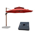 PURPLE LEAF Large 11ft Brick Red Cantilever Umbrella with Base, Windproof and UV Resistant - color: Brick Red, size: 11 Feet, style: Base Included
