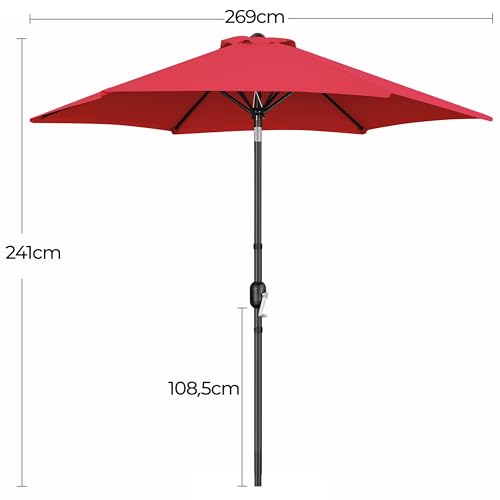 Yaheetech 2PCS Patio Umbrella, 9FT Market Table Umbrella with Sturdy Ribs Push Button Tilt and Crank Outdoor Sun Shade for Garden, Deck, Backyard, Pool, Beach Red - color: Red, size: 9FT