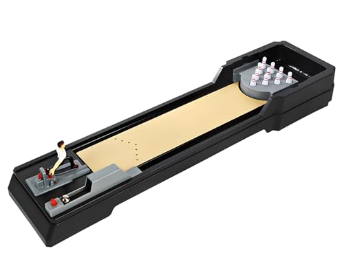 Desktop Bowling Game for Adults & Kids, 25.5" Tabletop Bowling Alley with Auto Ball Return, 10-Pin Mini Bowling Set, Portable Table Top Sports Toy for Home, Office & Party