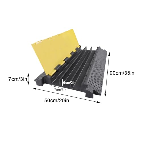 Rubber and Plastic Floor Cord Cover,Cable Protector Ramp,2200 Lbs Load Capacity,3 Cable Channels,Flip Cover Design,Suitable for Indoor and Outdoor Use