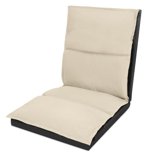 XK Foldable Camping Floor Lounge Padded Chair Couch for Outdoor Travel - color: Beige