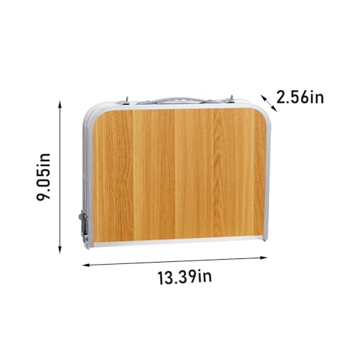 Camping Table, Adjustable Height Folding Table, Portable Aluminum Small Folding Table with Carry Handle for Picnic, BBQ, Indoor, Office (Wood Color, 2 FT) - color: Wood Color, size: 2 FT