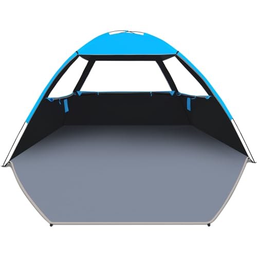 Venustas Beach Tent Sun Shelter for 3/4/6/8 Person, UPF 50+ UV Protection Beach Canopy, Lightweight and Easy Setup Cabana, Portable Shade Tent - color: Dark Shelter-Sky Blue, size: 6 Person