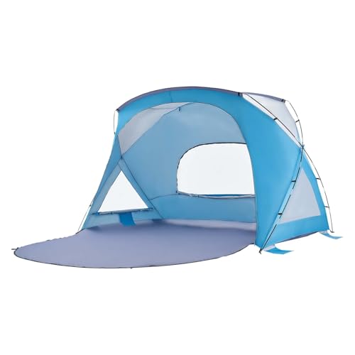 VEVOR Beach Tent Sun Shelter for 6 Person, UPF 50+, Portable Sun Shade Beach with Carrying Bag & Sand Pockets, Lightweight and Easy Setup Beach Umbrella for Family Camping Outdoor Picnic - size: 6 Person