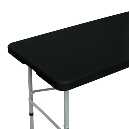 Fitted Rectangle Tablecloth 24 x 48 Inch Elastic Table Cloth for 4ft Table, Stretch Spandex Table Cover Black Washable Polyester Table Top Cap Cover for Dining Picnic Camping Indoor and Outdoor - color: Black, size: 48" x 24" (Rectangular)