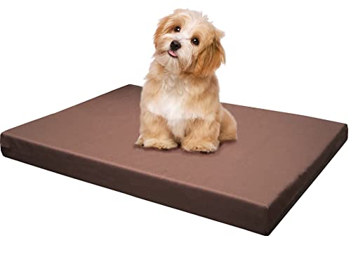 Dogbed4less Memory Foam Platform Dog Bed, Crate Mattress for Orthopedic Joint Relief with Waterproof Removable Cover Medium Large 34X27X3 Brown - color: Brown, size: 34x27x3 Inches