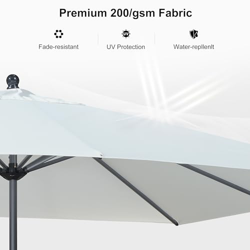 PURPLE LEAF 6' x 6' Square Patio Umbrella Outdoor Table Umbrella Aluminum Frame Market Umbrella Sun Umbrella with 8 Sturdy Ribs Tilt for Garden Deck Lawn Pool White - color: White, size: 6' x 6'