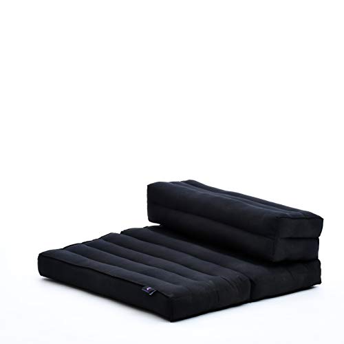 Leewadee Foldable Floor Mattress – 2 in 1 Floor Meditation Mat for Yoga and Relaxation, Seating Futon with Kapok - color: Cl02 - Black