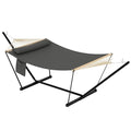Double Hammock with Stand - Heavy Duty Portable 2 Person Design with Adjustable Steel Stand, Max 450LBS, Ideal for Outdoor Patio, Garden, Beach & Backyard - color: L-dark Grey