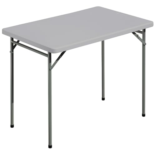 Folding Table 3ft Rectangular All-Occasion Plastic Folding Event Table for Indoor and Outdoor, Portable Desk, Camping, Durable and Stable, HDPE and Steel, Wide Application, Grey - color: Grey, size: 3ft