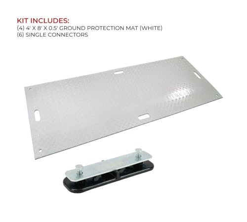 Mytee Products 4 Pcs Ground Protection Mats - White, 4' x 8', Heavy Equipment Mats w/ 6 Pcs Single Connectors - color: White, size: 4 - Pack